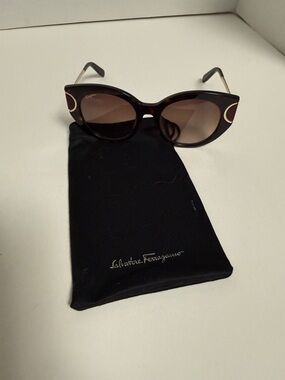 Salvatore Ferragamo Tortoiseshell Cat-Eye Sunglasses with Gold Accents